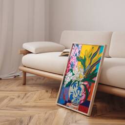 White Flower Abstract Art Poster - Unique Painting For Teen Girl Room Decor - thumbnail 2