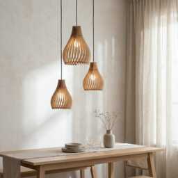 Leaf-Wood Pendant Light - Modern Light Handmade Lamp Ceiling Chandelier Lighting Industrial Wood Lampshade Shade - thumbnail 2