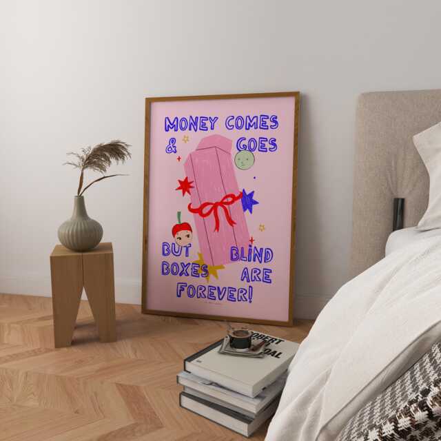 Trendy Retro Art Print, Money Illustration, Mid Century Modern Wall - image 1