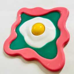 Fried Egg Wall Hanging Wavy Dopamine Decor, Pop Art Sculpture - thumbnail 3
