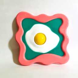 Fried Egg Wall Hanging Wavy Dopamine Decor, Pop Art Sculpture
