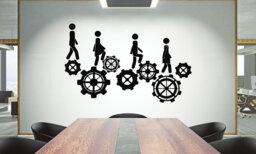 Teamwork Gears Vinyl Wall Decal Office Decor 892Re - thumbnail 1
