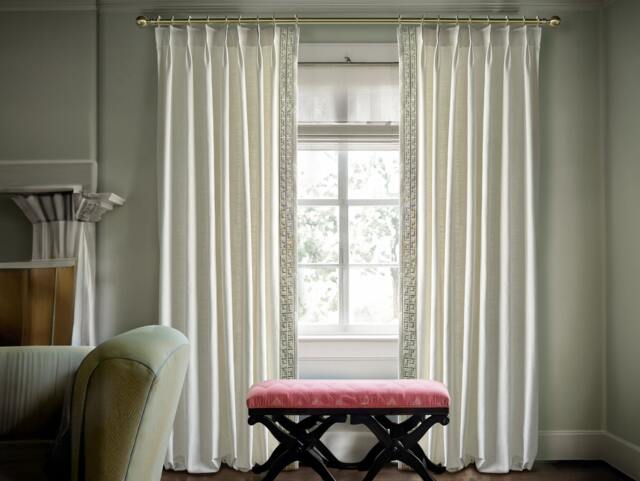 White Cotton Linen Curtain Panels, Pleated Curtains With Luxury Trim, Custom Panels, Home Decor - image 1