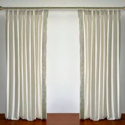 White Cotton Linen Curtain Panels, Pleated Curtains With Luxury Trim, Custom Panels, Home Decor - thumbnail 2