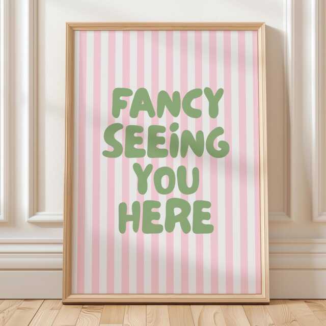Fancy Seeing You Here Art Print Green & Pink Hallway Wall Decor