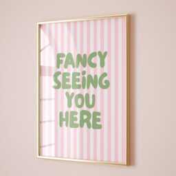 Fancy Seeing You Here Art Print Green & Pink Hallway Wall Decor - thumbnail 2