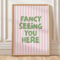 Fancy Seeing You Here Art Print Green & Pink Hallway Wall Decor - thumbnail 1