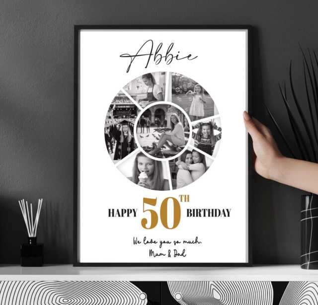 Personalised 50Th Birthday Photo Collage Print, Custom Wall Art, Milestone Gift, Art Gift - image 1