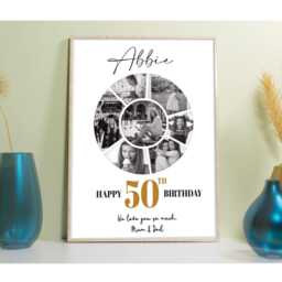 Personalised 50Th Birthday Photo Collage Print, Custom Wall Art, Milestone Gift, Art Gift - thumbnail 3