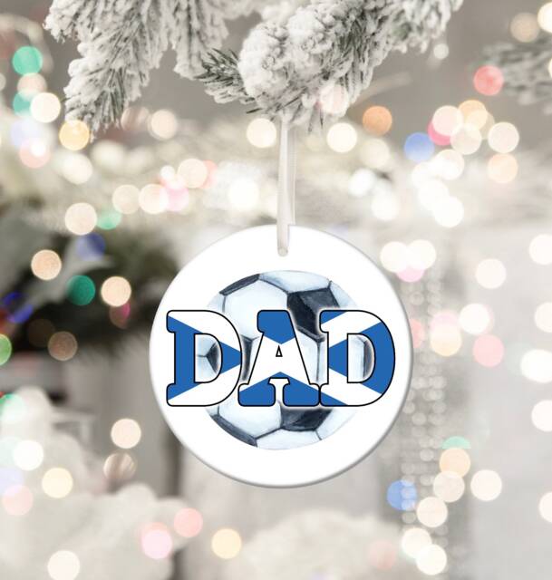 Dad Football Scotland Footie Daft Crazy Personalised Christmas Bauble Funny Gift Present Keepsake Novelty Tree Xmas For Him