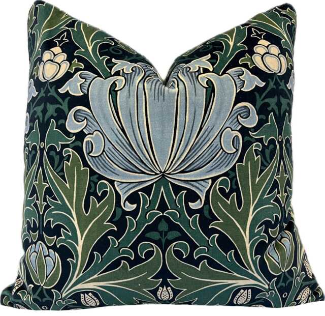William Morris Helena Velvet Indigo/Boughs Cushion Cover Pillow Home Interior Deco - image 1