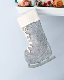 Felt Grey Ice Skate Christmas Stocking For - thumbnail 1