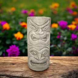 Concrete Tiki Statue Stone Totem Pole Sculpture Polynesian Garden Art Outdoor Island Ornament Cement Yard Tribal Style Gift House Decor - thumbnail 4