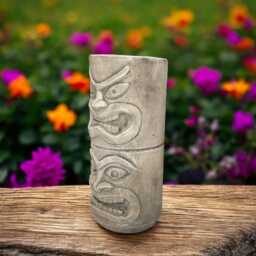 Concrete Tiki Statue Stone Totem Pole Sculpture Polynesian Garden Art Outdoor Island Ornament Cement Yard Tribal Style Gift House Decor - thumbnail 3