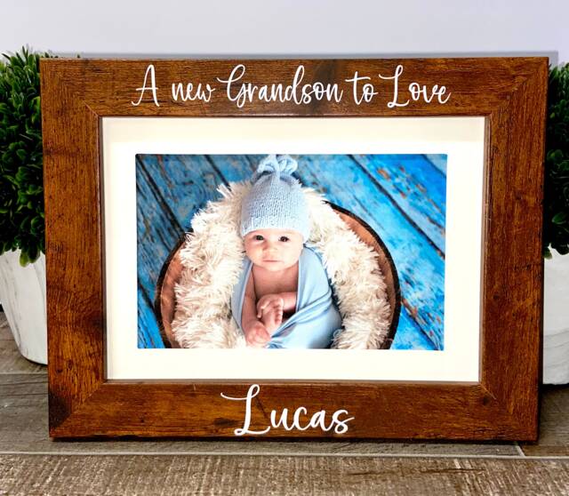 A New Grandson To Love Personalized Picture Frame, Grandma Gift, Mother's Day Grandfather Mimi Nana Gift - image 1