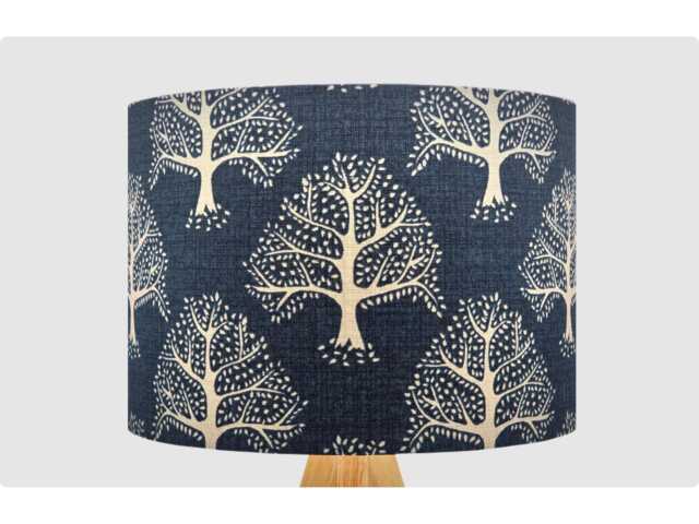 Dark Blue Oak Tree Lampshade, Table Floor Lamp/Ceiling Pendant, Small Medium Large, 15cm 20cm 25cm 30cm 35cm 40cm, Fabric Drum Light Shade - image 1
