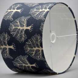 Dark Blue Oak Tree Lampshade, Table Floor Lamp/Ceiling Pendant, Small Medium Large, 15cm 20cm 25cm 30cm 35cm 40cm, Fabric Drum Light Shade - thumbnail 3