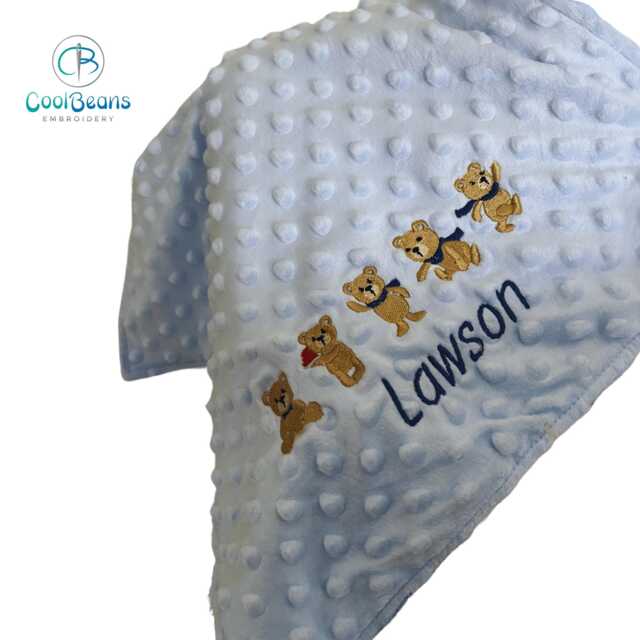 Personalised Baby Taggy Blanket - Embroidered Name & Teddy's 35cm X Comforter Blanket Colour Options - image 1