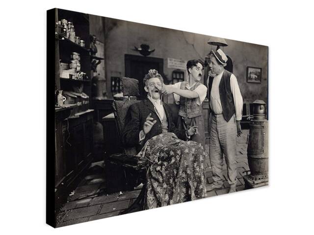 Charlie Chaplin Barbers - Movie Wall Art Wrapped Framed Canvas Rolled Photo/Poster Print - image 1