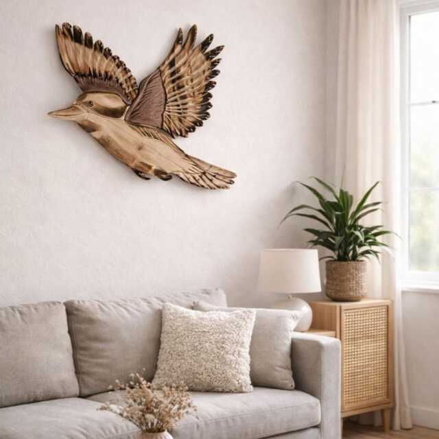 Handcrafted Reclaimed Wood Kookaburra Sculpture Eco-Friendly Bird Art - image 1