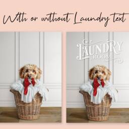 Custom Pet in Laundry Basket Print, Personalised Dog, Dog From Photo Art Gift, Unique Cat Room Bathroom - thumbnail 2