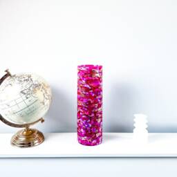 Hand-Painted Bright Pink Glass Vase Tall Floral Vase, Unique Home Decor - thumbnail 3