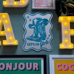 Let's Go Girls Mirror, Printed Mirrors, Vinyl Decal Cowgirl Western Dopamine Decor, Cowboy Boots Wavy Edge Mirror - thumbnail 2