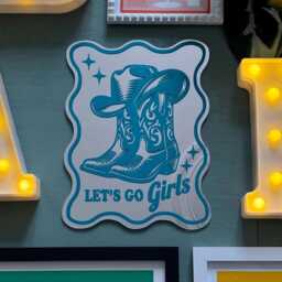 Let's Go Girls Mirror, Printed Mirrors, Vinyl Decal Cowgirl Western Dopamine Decor, Cowboy Boots Wavy Edge Mirror - thumbnail 3