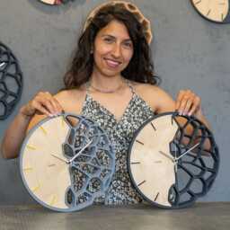 "Futuristic Organic Wall Clock, Original Digital Design - Stl For 3D Printing, Combined With Laser Cut Oak, Diy Project, ""Kletka 3.1" - thumbnail 2
