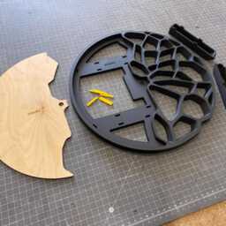 "Futuristic Organic Wall Clock, Original Digital Design - Stl For 3D Printing, Combined With Laser Cut Oak, Diy Project, ""Kletka 3.1" - thumbnail 3