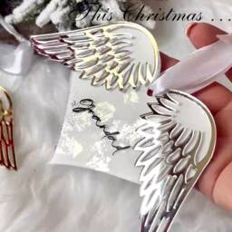 Personalized Memorial Angel Wing Ornament Acrylic Christmas Bauble - thumbnail 2