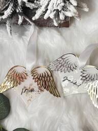 Personalized Memorial Angel Wing Ornament Acrylic Christmas Bauble