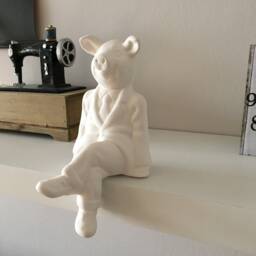 Home Decor, Ready To Paint, Ceramic Pig Bisque, With Suit, Sitting Pig, On Corner, Figurine, Animal Gift Idea, Art Pigs - thumbnail 1