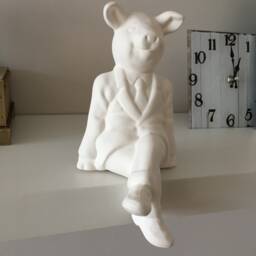 Home Decor, Ready To Paint, Ceramic Pig Bisque, With Suit, Sitting Pig, On Corner, Figurine, Animal Gift Idea, Art Pigs - thumbnail 3