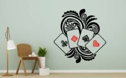 Poker Wall Decals Cards Decal Casino Vinyl Stickers Home Decor Kitchen Interior Design Bedroom Na318 - thumbnail 1