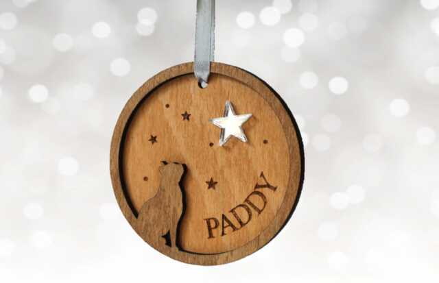 Personalised Cat Star Christmas Bauble, Wooden Ornament, Tree Decoration, Star, Lover Gift - image 1