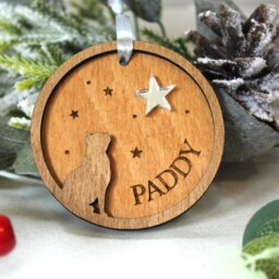 Personalised Cat Star Christmas Bauble, Wooden Ornament, Tree Decoration, Star, Lover Gift - thumbnail 3