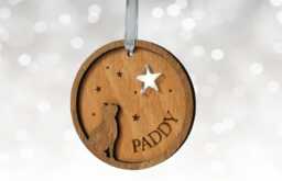 Personalised Cat Star Christmas Bauble, Wooden Ornament, Tree Decoration, Star, Lover Gift - thumbnail 1