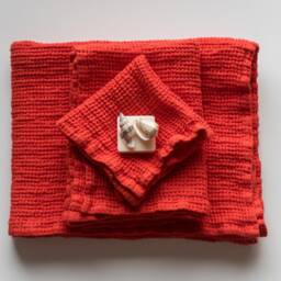 Linen Blue Waffle Weave Towel Set Of 3 - Bath Towel, Hand & Washcloth, A Perfect Gift For Everyone - thumbnail 2