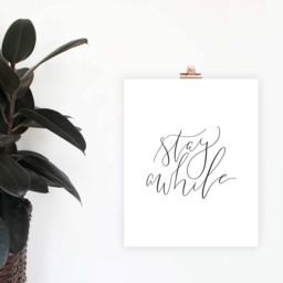 stay Awhile Print, Digital Download, Minimalist Wall Art, Simple Home Decor, Housewarming Gift, Lettered Sign, Art - thumbnail 2
