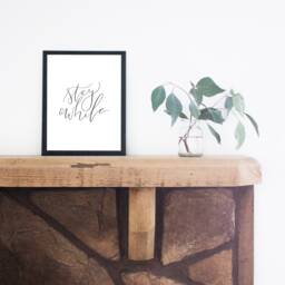 stay Awhile Print, Digital Download, Minimalist Wall Art, Simple Home Decor, Housewarming Gift, Lettered Sign, Art - thumbnail 1
