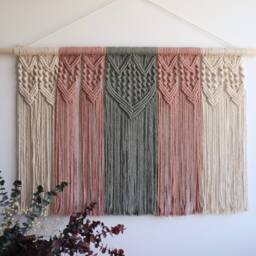 Large Macrame Wall Hanging Geometric Boho Headboard, Multicolored Art - thumbnail 3
