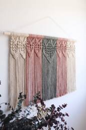 Large Macrame Wall Hanging Geometric Boho Headboard, Multicolored Art - thumbnail 1
