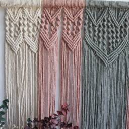 Large Macrame Wall Hanging Geometric Boho Headboard, Multicolored Art - thumbnail 2