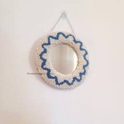 Small Round Mirror, Wall Hanging, Punch Needle Frame, Acrylic, Bedroom Decor