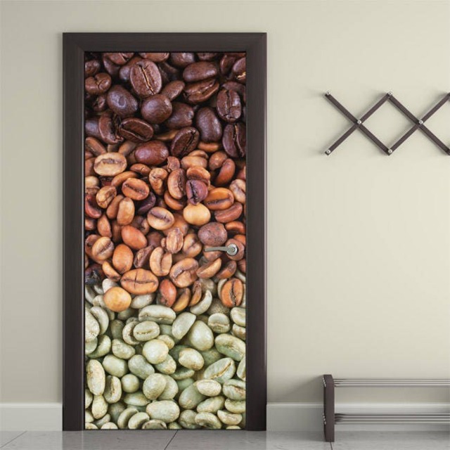 Coffee Beans Wall Sticker, Decal, Kitchen Door Decor, Mural, Cover, Wrap Home Decor
