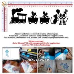 Family Mural Stickers Topini Funfair Clown Train PVC Black Discounted 1 Kit Various Pieces Measures cm 8x30 Wall Sticker Mouse Family Circus - thumbnail 2