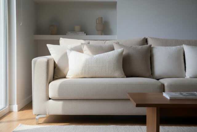 Handwoven Ivory Lumbar Pillow Cover, Organic Cotton, Neutral Textured Home Decor - image 1