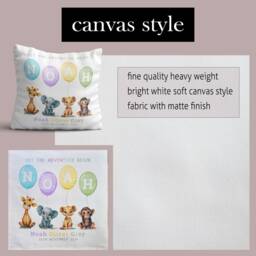Animal Safari Cushion Baby Nursery Decor Boy Girl Newborn Stats Gift Personalised Name Balloons Pillow New Birth Details Christening - thumbnail 4