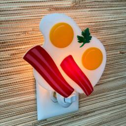 Handcrafted Bacon & Eggs Night Light Whimsical Kitchen Decor - thumbnail 2
